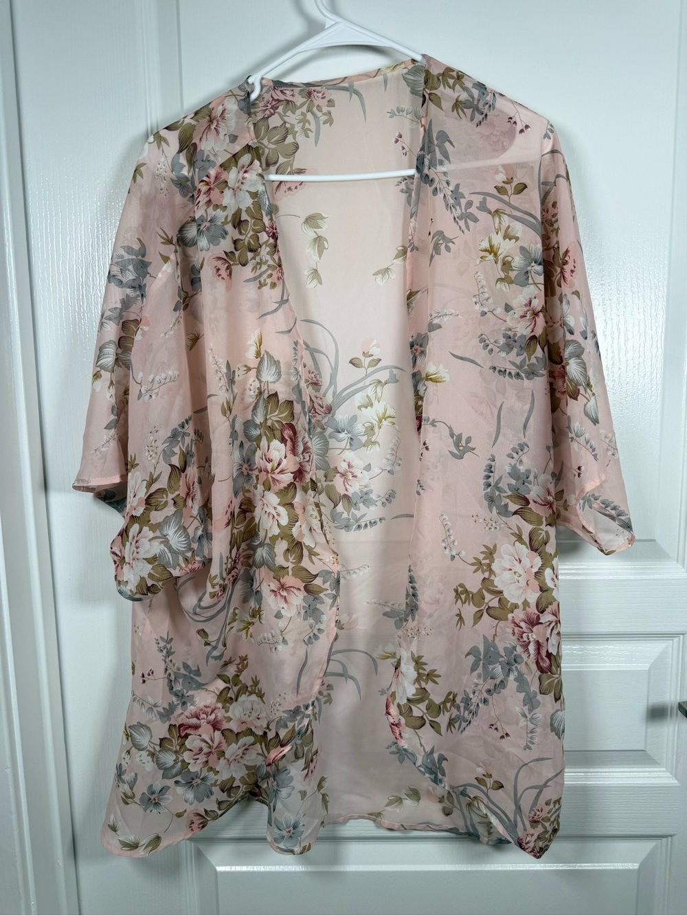 Floral Sheer Pink Kimono Cover-Up (027)